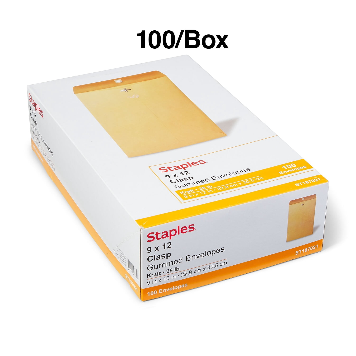 Staples Clasp & Moistenable Glue Catalog Envelopes 9"L x 12"H Brown 100/BX 19270