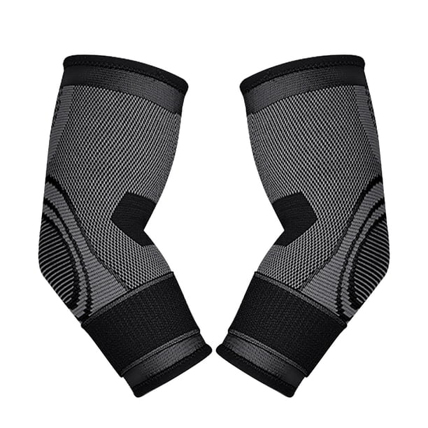 Naiovety Paquete de 2 coderas tejidas con soporte elástico, cómoda absorción de sudor, secado rápido, tenis, Golf, brazo, envoltura para el dolor Ropa Deportiva, Zapatos Negro L Naiovety OD023130-05