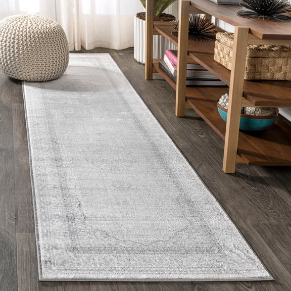 JONATHAN Y SILK ORCHID 2 x 8 Runner Rug, Mughal Ornate Medallion Traditional - Gray, SOR101A-28