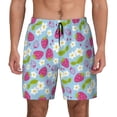 thumbnail image 3 of Uemuo Strawberry And Flowers Pattern Mens Swim Trunks Quick Dry Board Shorts with Mesh Lining, Stretch Beach Shorts Quick Dry No-Chafing Board Shorts-Small, 3 of 9