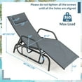 thumbnail image 2 of Gymax Patio Chaise Lounge Glider Recliner Chair Adjustable Sturdy Metal Frame Outdoor Grey, 2 of 9