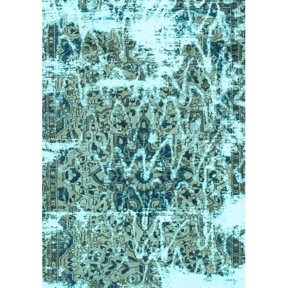 Ahgly Company Indoor Rectangle Abstract Light Blue Modern Area Rugs, 5' x 8'