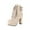 Beige, variant on Women's Platform Block High Heel Ankle Boots with Leather Buckle,Autumn Winter Warm Lining Fashion Round-Toe Lace-Up Side Zipper Chunky High Heels Gothic Booties White 8.5(41)