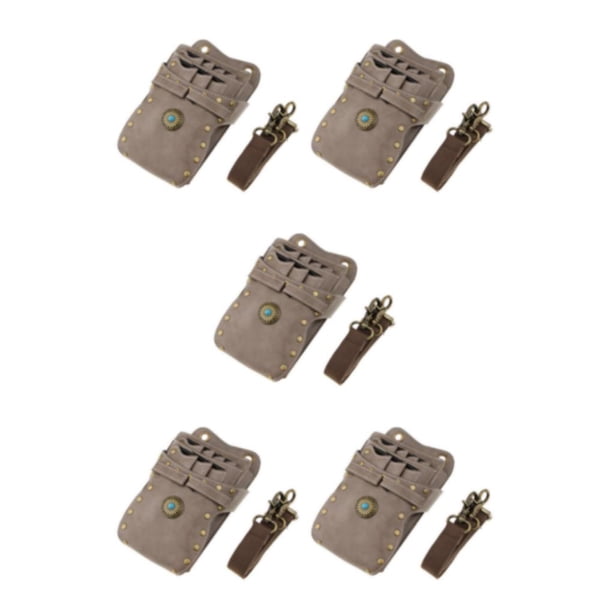 Soidarity Tijeras de peluquero de cuero, tijeras, peines, Clips, portaherramientas, bolsa, riñonera gris Type2 NO2