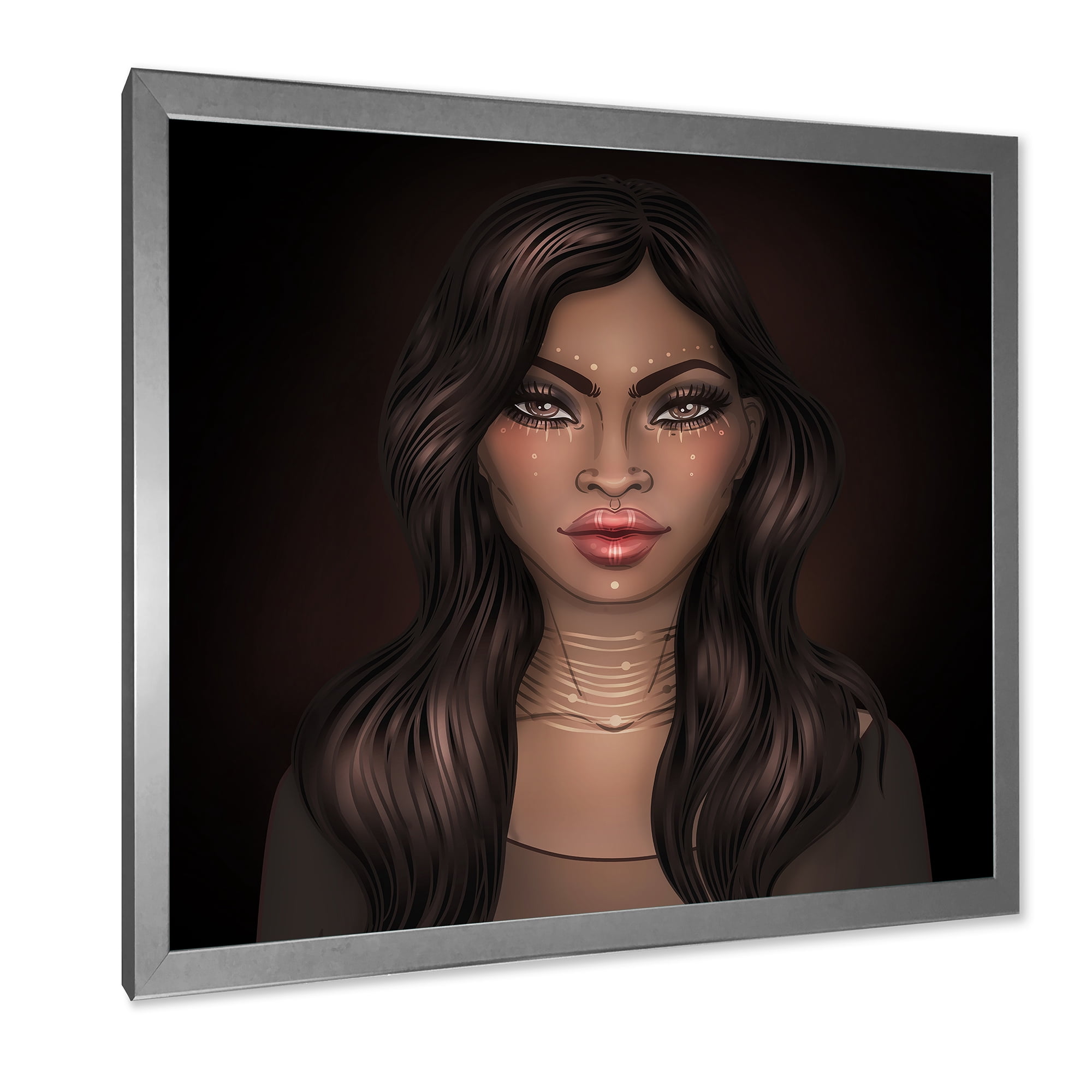 Designart 'Portrait of Afro American Woman IV' Modern Framed Art Print