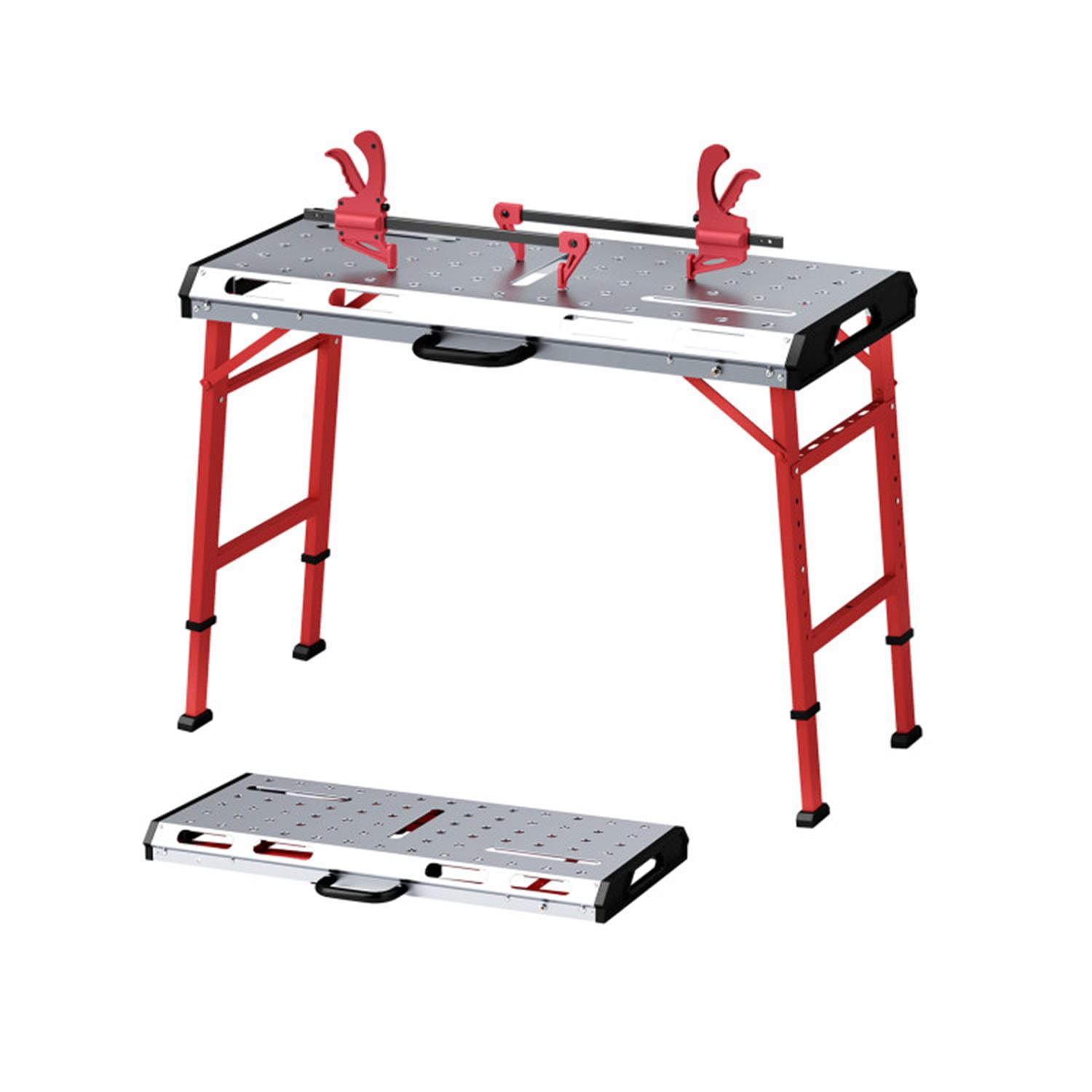 Demi Bonn 42" x 21" Welding Table with Adjustable Height and 2 Bar Clamps, Welding Tables for Shop, Silver