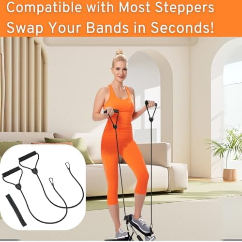 Jointown 1 Pair Stepper Resistance Bands with Handles & Connecting Strap – Workout & Exercise Bands for Strength Training, Muscle Toning, Home Gym Fitness Equipment