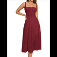 thumbnail image 1 of Vestido Midi con Corsé, Aberturas Fluidas y Cordones para Mujer, Vestido Informal de Verano de Corte A para Fiesta de Té. Rojo XXL, 1 of 9