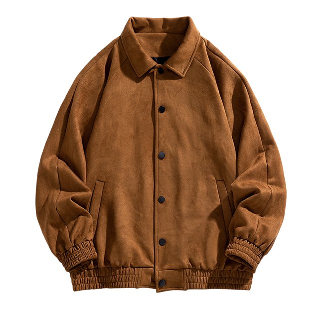 LOVZFMLL Vestes pour Hommes Printemps et Automne Couleur Unie Veste Décontractée Col en Daim Bouton