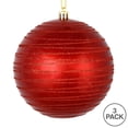 thumbnail image 2 of Vickerman N187803D 6 in. Red Candy Ball Ornament with Glitter Lines  3 per Bag, 2 of 3