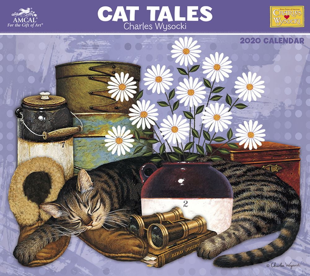 AMCAL Charles Wysocki Cat Tales Monthly Wall Calendar Wall Calendars