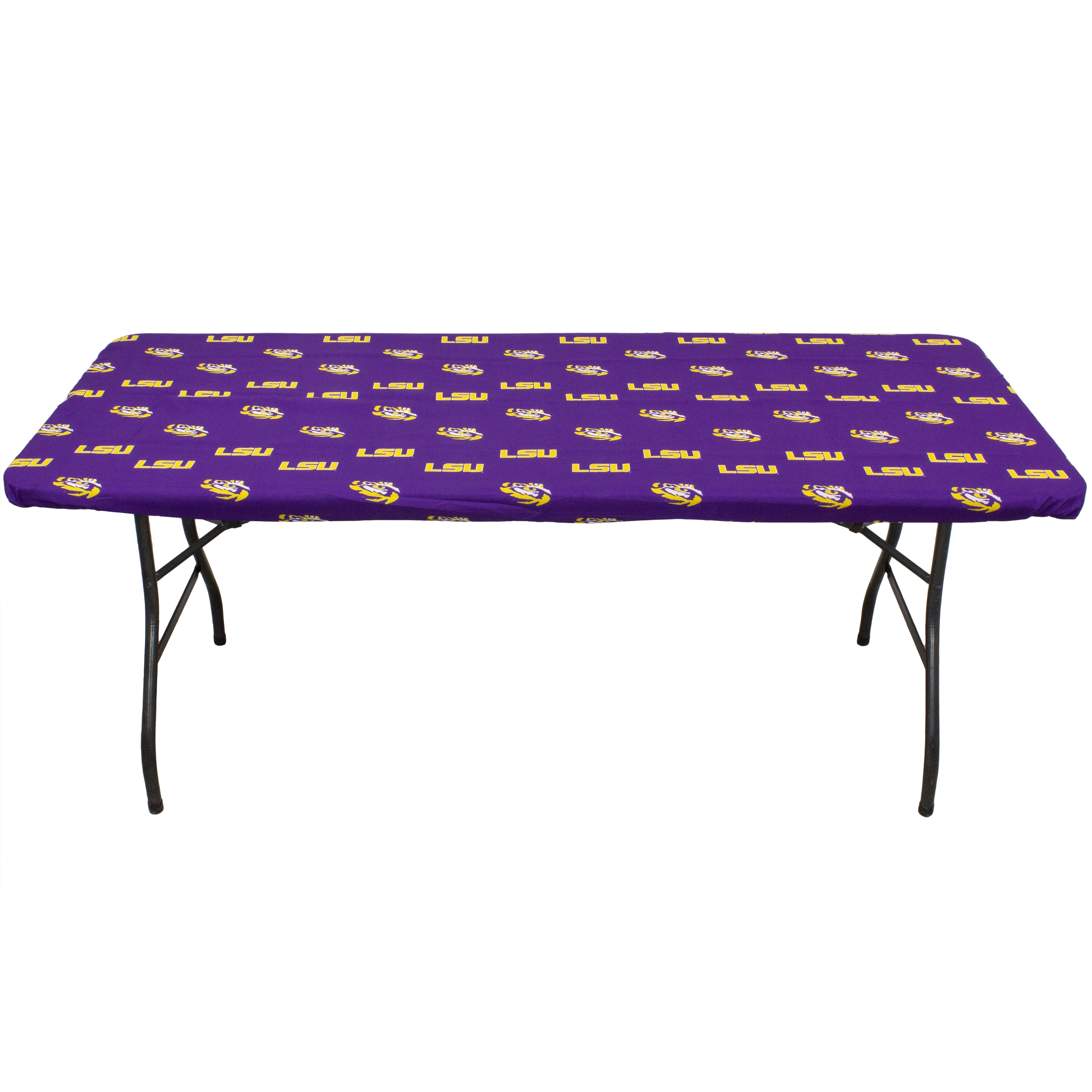 LSU Tigers Tailgate Fitted Tablecloth, 33" x 33", Card Table 96" x 30", 8 ft table