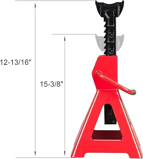 BIG RED AT46002R Torin Steel Jack Stands: 6 Ton (12,000 lb) Capacity, Red, 1 Pair
