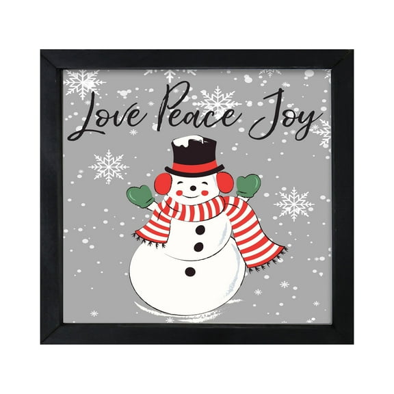Merry Christmas Framed Shadow Box - Snowman Love Peace Joy