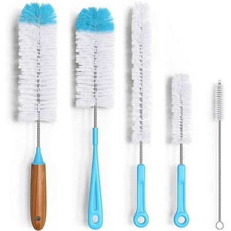 

Bottle Brush Cleaner 5 Pack - Long Water Bottle and Straw Cleaning Brush - Kitchen Wire Scrub Set for Washing Wine Decanter Baby Kombucha Pipes Hydro Flask Tumbler Sinks Beer Brewing Supplies