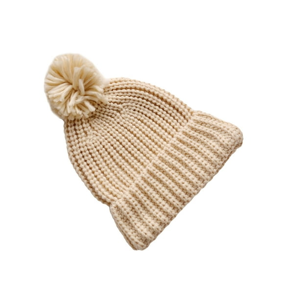 Pretyzoom 1Pc Warm Knitted Cap for Infants in Beige Woolen Yarn Style