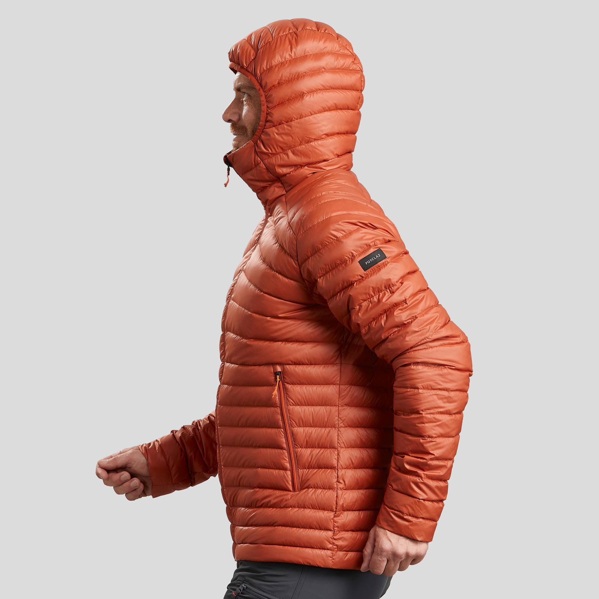 Forclaz Trek 100, 23°F Real Down Packable Puffer Backpacking Jacket, Men's, Orange, 2XL