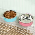 thumbnail image 4 of Crate Dog Bowl,Stainless Steel Removable Hanging Food Water Bowl Cage Coop Cup for Dogs,Cats,Birds,Small Animals (Green, Large), 4 of 7