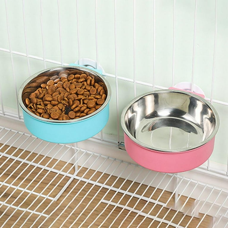 2PCS Crate Dog Food Water Bowl, Stainless Steel Hanging Crate Cat Bowls for  Cage Small Animal Food Water Feeder for Small Dog, Cat, Rabbit, Bird