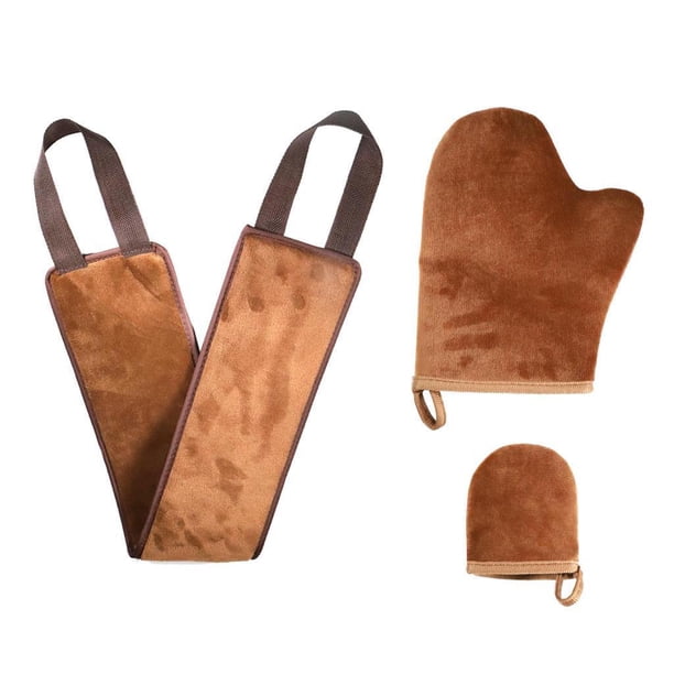 Seitruly Autobronceador Espalda Cuerpo Manopla Aplicador Loción Crema Mousse Guantes Marrón Type3
