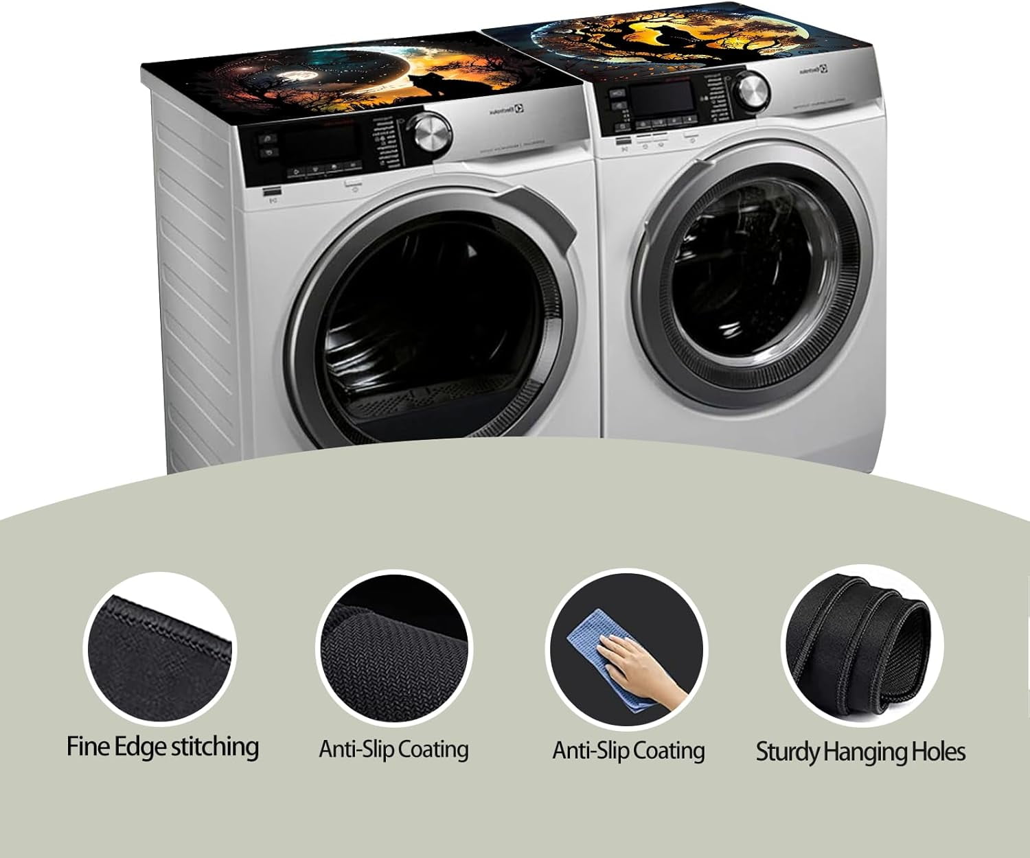 2 Pcs Washer And Dryer Covers for The Top 19.7 x 23.6 Inches Dryer Top Protector Mat Non Slip Washing Machine Cover Fits Most Washers Dryers