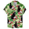 thumbnail image 4 of Camisa hawaiana con estampado 3D de gato y mapache para hombre, blusa con estampado de plantas y animales, blusa de moda con solapa y botones, camisetas Aloha de manga corta, 4 of 4
