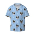 thumbnail image 4 of Uemuo Corgi Dog Pattern Cotton Linen Short Sleeve Shirts,Casual Lightweight Button Down Shirts,Vacation Beach Summer Tops-XX-Large, 4 of 7
