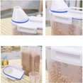 thumbnail image 3 of Jierger 2L Rice Storage Container, Airtight Cereal Flour Dispenser with Pouring Spout & Measuring Cup, Kitchen Plastic Clear Dry Food Storage Bin for Grain Oatmeal Snacks Pet Dog Food, 3 of 6
