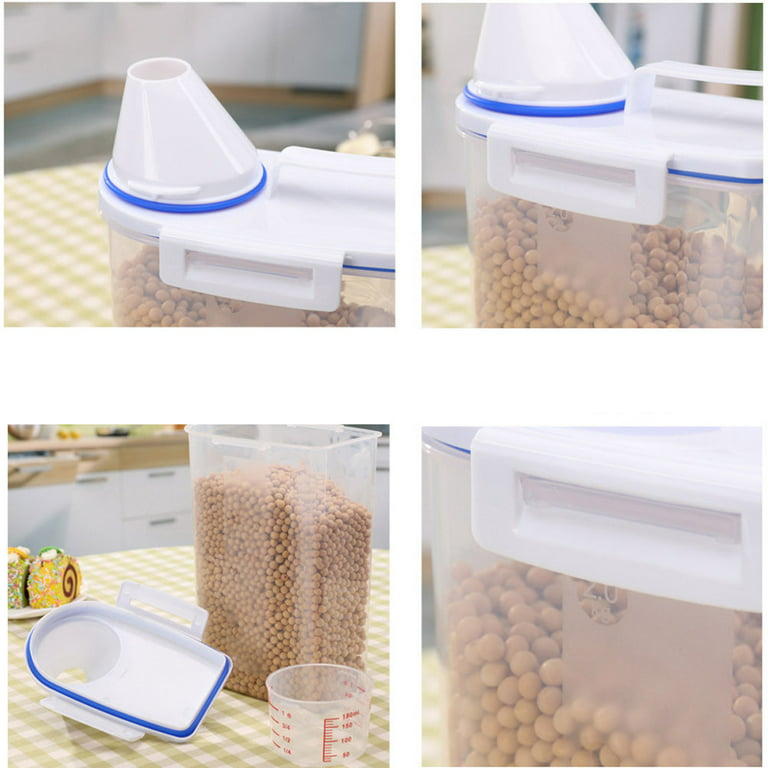 2L Storage Box Plastic Rice Container For Kitchen Food Grain Cereal  Dispenser With Measuring Cup Cover fytrading