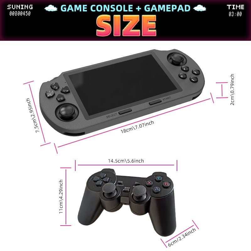 VILCORN SF3000 Handheld Game Console, Portable, for PS1 GBA SNES Emulator, 4.5inch IPS Screen, 128G