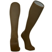 Allsport Knee High Socks - Moisture Wicking Athletic Tube Socks with Arch and Ankle Support (Brown, L)