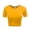 MUSTARD, variant on FashionMille Women's Basic Solid Crew Neck Stretch Ribbed Knit Short Sleeve Crop T Shirt Top