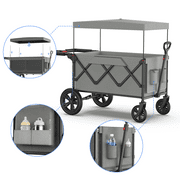 Wagon Stroller for Kids, SaveJoy 3-in-1 Collapsible Stroller Wagon for 2 Toddlers with Removable Canopy, 5-Point Harness, All-Terrain Wheels