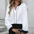 thumbnail image 2 of Button Down Shirts for Women Dress Shirts Long Sleeve Casual Collared Office Work Shirt with Pocket White L, 2 of 7