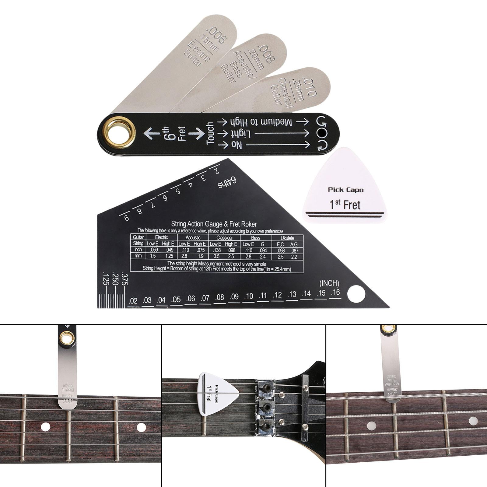 3 Pack Guitar String Ruler Luthier Gauge Kit Stainless Steel Accessories for Technicians and Instrument Repair