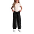 thumbnail image 5 of CBASIHI Girls Bow Print Corduroy Joggers Elastic Waist Comfy Casual Cute Fall Baggy Pants Black 8 T, 5 of 5