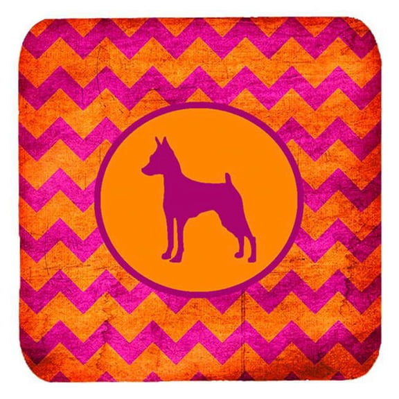 Min Pin Chevron Pink And Orange Foam Coasters, Set Of 4