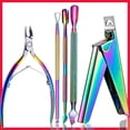thumbnail image 1 of Acrylic Nail Clipper False Nail Tips Clipper Cuticle Trimmer Nipper with Cuticle Pusher Cuticle Remover, Stainless Steel Rainbow Color Nail Manicure Set for Salon Home Nail Art Ormromra WMPH-1031, 1 of 1