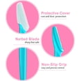 thumbnail image 3 of 48 Pcs Eyebrow Razor, Face Razor Multipurpose Dermaplaning Tool, Hair Trimmer Shaper Shaver with Protective Cover, Facial Removal for Women Men Body Use, Yellow,Blue,Pink, Count (Pack of 1), 3 of 5