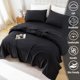 thumbnail image 2 of Juego de Sábanas Tamaño Individual-XL, Sábanas de Cama Transpirables y Suaves, Sábanas y Fundas de Almohada de Hotel, Bolsillo Profundo hasta 16", Negro, 2 of 7