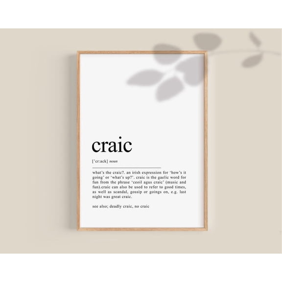 Irish Posters, Craic Definition, Fun Ireland Gifts, Irish Sayings Poster Wall Art, St. Patricks Day Decor, Home Decor, 8x12 UNFRAMED