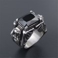 thumbnail image 2 of PAMTIER Men's Stainless Steel Silver Plated Domineering Dragon Head Claw Square Gem Stone Ring Vintage Punk Gothic Biker Black Size 10, 2 of 6
