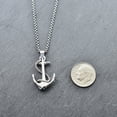 thumbnail image 4 of Men's Anchor Necklace In Sterling Silver On a 22" Oxidized Sterling Silver Box Chain, Men's Necklace, Gift For Husband, Anchor Necklace, Men, 4 of 6
