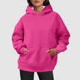 thumbnail image 3 of Yuhangmm Sweatshirts for Women Loose Fit Oversized Pullover Hoodies Short Velvet Sweaters Long Sleeve Winter Fall Outfits for Warmth Hot Pink M, 3 of 5