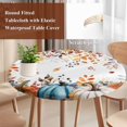 thumbnail image 4 of Orange Blue Fall Round Tablecloth, Fitted Table Cover with Elastic for 45"-54" Round Tables, Thanksgiving Maple Leaf Autumn Table Cloth Outdoor Indoor Dinning Party Waterproof Tablecloths, 4 of 7