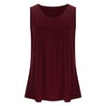 thumbnail image 5 of Summer Saving Usmisi Tank Tops Solid Crewneck Sleeveless T Shirts for Women Loose Flowy Pleated Swing Casual Vest Tunic Blouse Wine M Up to 65% off, 5 of 6