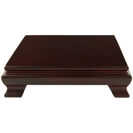 Rosewood Square Base Pedestal Display Stand - 7 in.