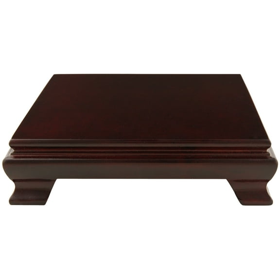 Rosewood Square Base Pedestal Display Stand - 8 in.