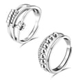 thumbnail image 1 of 2 piezas de anillos de dedo índice combinados unisex abiertos con múltiples círculos y cuentas giratorias de aleación, accesorios para dedos, 1 of 14