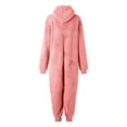 thumbnail image 6 of BiZtdJrK One Piece Pajamas for Women Zip Up Fuzzy Fleece Warm Hooded Sleepwear Winter Long Sleeve Hoodies Plush Jumpsuit, Pink, XXL, 6 of 7